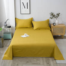 Bonenjoy 1pc Flat Sheet 100% Cotton Bed Sheet Yellow Color Bedding Sheet Single/Queen/King Solid Color (No Pillowcase) 2024 - buy cheap