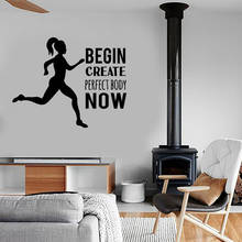 Gym Girl Vinyl Wall Decal Quotes Inspirational Words Perfect Body Sports Fitness Workout Bodybuilding Gym Home Decor S736 2024 - buy cheap