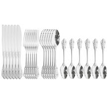 Shiny Silver Cutlery Set Flatware Set 24Pcs Stainless Steel Dinnerware Tableware Set Dinner Set for Kitchen Spoon Eco friendly 2024 - buy cheap