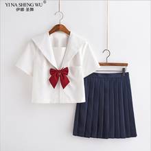 Uniforme blanco de Anime japonés para chicas de secundaria JK, disfraz de Cosplay, uniforme azul marino, Falda plisada, traje de marinero de estilo coreano 2024 - compra barato