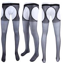 Plus Size Unisex Men's Sissy Crotchless Pantyhose Side Open Crotch Suspender Tights Stockings for Men and Women Lingerie 2024 - buy cheap