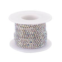 Brass Rhinestone Strass Chains for jewelry, Rhinestone Cup Chains, with Spool, Silver, Crystal AB,2mm, about 10yards/roll F70 2024 - buy cheap