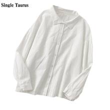 Весна 2021, женские рубашки с длинным рукавом и отложным воротником, повседневные женские топы в стиле преппи, милая Корейская женская одежда, блузы 2024 - купить недорого