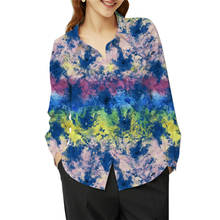 Focal20-Camiseta holgada informal de manga larga para mujer, ropa de calle con estampado completo Tie-Dye, Tops asimétricos para primavera 2024 - compra barato