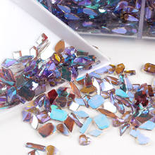 New Mixe Shape Nail Art Rhinestones Holo Flat Shaped Elongated Teardrop Rectangle Phantom Purple Stones For 3D Nails Decorations 2024 - buy cheap