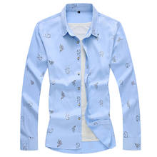 Brand Men's Fashion Long Sleeve Shirt Spring Autumn Slim fit Business Casual Print Shirts Male Plus Size 5XL 6XL 7XL 2024 - buy cheap