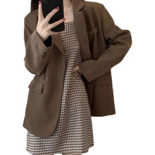 Vestido xadrez com suspensórios de manga longa feminino, blazers sensuais e jaquetas primavera verão 2021 2024 - compre barato