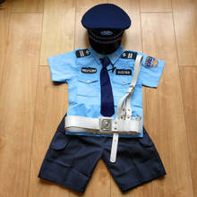 Disfraz de policía de tráfico para niños, conjunto de pantalones y Top para Cosplay, uniforme de actuación ideal para Halloween y Carnaval 2024 - compra barato