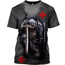 Tessffel cavaleiros templar armor, camiseta casual feminina e masculina de 3 destampas 2024 - compre barato