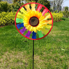 Molino de viento giratorio para jardín al aire libre, decoración de girasol, flor de Sol de hierro forjado, Spinner de viento de jardín con estaca, diseño de jardín 2024 - compra barato