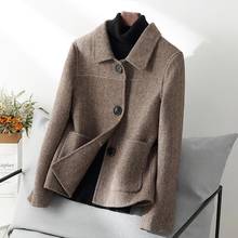 2021 Autumn Winter Herringbone Woolen Jacket Mother Clothing Plus size Loose Short Coat Single-breasted Female Warm Wool Outwear 2024 - buy cheap