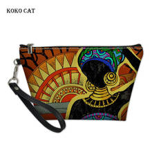 KOKO-bolsas de maquillaje con estampado de gato para mujer, estuches de cosméticos con estampado africano de Arte Negro, Kit de lavado para mujer, neceser de viaje para mujer 2024 - compra barato