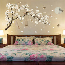 Pegatinas de pared de estilo chino para decoración de habitación, calcomanías de PVC extraíbles, de flores, Luna, pájaros, DIY 2024 - compra barato