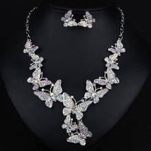 Zlxgirl-collar de mariposa de cristal con diamantes de imitación de metal, conjunto de pendientes de joyería, conjuntos de accesorios nupciales finos para mujer 2024 - compra barato