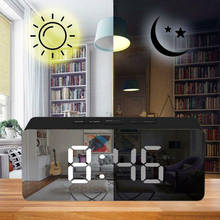 Electronic Digital LED Mirror Alarm Clock Home Night Lights Table Desktop Office Temperature Display Snooze Multi-function Clock 2024 - buy cheap