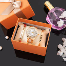 Conjunto feminino pulseira de titânio, relógio de pulso diamante 2024 - compre barato