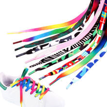 1Pair Colorful Laces Rainbow Gradient Print Flat Canvas Shoe Lace Shoes Casual Chromatic Colour Shoelaces  50cm,80cm,100cm,120cm 2024 - buy cheap