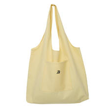 Large-capacity Women's Leisure Shopping Bags Can Be Reused. New Creamy Yellow Canvas Bag Women's Luxury Handbags 2024 - buy cheap
