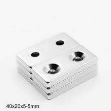 1~15PCS 40x20x5-5 Strong Quadrate Neodymium Magnet Double Hole 5 N35 Permanent Magnet 40x20x5 Block Rare Earth Magnets 40*20*5-5 2024 - buy cheap