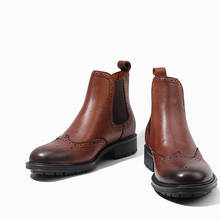 Botas masculinas de couro genuíno e quente, calçado clássico casual com corte na altura do tornozelo para outono e inverno 2024 - compre barato