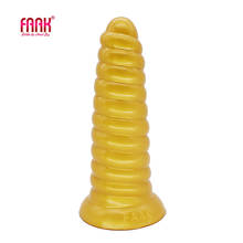 FAAK-consolador anal con tapón Anal para hombre, juguete erótico de expansión Vaginal y anal, con ventosa y espiral dorada 2024 - compra barato