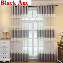 Horizontal Stripes Grey Curtain For Living Room Lace Voile Curtain Drape Window Treatment Tull Curtain Custom Made X-M149#30 2024 - buy cheap