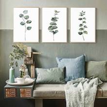 Pintura en lienzo de eucalipto para sala de estar, imágenes minimalistas e impresiones, verde, Monstera, para pared 2024 - compra barato