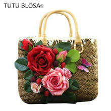 Summer Straw Bags for Women 2018 Luxury Flowers Handmade Woven Beach Bag Travel Women's Handbags Bolsa Feminia 2024 - buy cheap