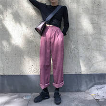 2020 outono feminino elástico de cintura alta calças retas sólida alta qualidade casual calças femininas simples calças confortáveis pz3189 2024 - compre barato
