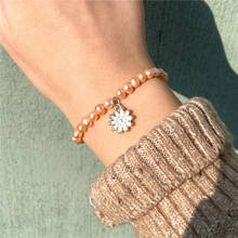 Pulsera de perlas de champán y naranja Natural para mujer, brazalete elegante de perlas, envío directo 2024 - compra barato