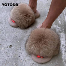 Fluffy Fur Slippers Women Luxury Fur Slides Woman Furry Warm Outdoor Flip Flops Cute Rainbow Plush Slippers Winter Ladies Shoes 2024 - buy cheap