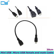В Лучшая цена Micro USB Mini usb-адаптер для 2,0 5Pin для мужчин и женщин M F разъем адаптера Расширение длинный штекер кабеля 0,3 м 2024 - купить недорого