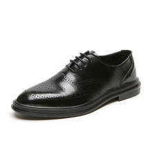 2021 Men Dress Shoes Leather Male Oxford Italian Classic Vintage Men's Brogue Shoes Formal 2024 - buy cheap