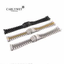 CARLYWET 22mm Hollow Curved End Solid Screw Links Stainless Steel Watch Band Strap Jubilee Bracelet Double Push Clasp For Seiko 2024 - buy cheap