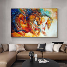 100% Hand Painted Abstract Oil Painting Wall Art Colorful Horse Modern On Canvas For Living Room Picture Minimalist Decorative 2024 - buy cheap