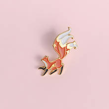 New Cartoon Red Fox Lapel Pins Lovely animals Three-tailed sly fox Enamel Brooches shirt bag funny Badge jewelry Gifts for kids 2024 - buy cheap