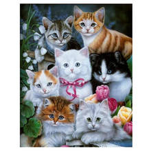 Pintura redonda completa de diamante gatos 5d bricolagem, pintura de mosaico com fotos de ponto cruz do bordado feito a mão presente infantil fc795 2024 - compre barato