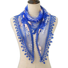 2020 Women Fashion Triangle Scarf Plain Lace Floral Summer Soft Thin Shawl Chiffon Silk Wrap Pashmina Stole Foulard Hijab Sjaal 2024 - buy cheap