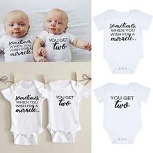 When You Wish You Get Two Print Newborn Baby Bodysuit Casual Short Sleeve Body Bebe Rompers Baby Boy Girl s Twins Clothes 2024 - buy cheap