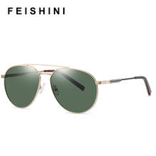 Солнцезащитные очки FEISHINI в металлической оправе Uv400 для мужчин и женщин, поляризационные, в стиле ретро, с защитой от ультрафиолета, для вождения, 2021 2024 - купить недорого