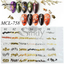 Decoração de halloween para unhas, decoração de arte 3d em unhas, mistura de ouro e prata, 1 pacote 2024 - compre barato