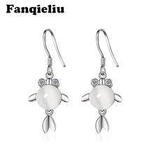 Fanqieliu 925 Sterling Silver Drop Earrings Woman Retro Jewelry Wedding Cute Fish Opal Crystal Hook Earrings For Women FQL20294 2024 - buy cheap