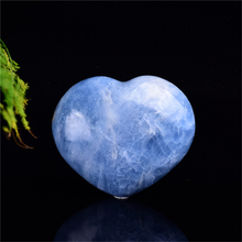 Pedras preciosas naturais céu azul celestita, cristal em forma de coração, pedras de cura para artesanato popular 2024 - compre barato