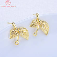 (174) 6PCS 16x18MM 24K Gold Color Tree Leaf Leaves Stud Earrings High Quality Diy Jewelry Findings Accessories 2024 - buy cheap