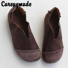 Careaymade-sapatos femininos vintage de couro genuíno, sapatos únicos macios, sapatos de lazer respirável à prova de derrapagem de couro de camada superior 2024 - compre barato