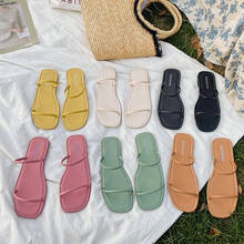 Rimocy 6 Colors Strap Leather Slides Woman Summer Open Toe Flat Women Slippers for Beach Vacation Casual Sandals Ladies 2020 2024 - buy cheap