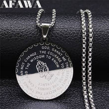 2021 Jesus Bible With Hands Praying Stainless Steel Charm Necklace for Women/Men Round Jewelry chapelet catholique NXS02 2024 - buy cheap