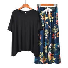 Пижама с цветочным принтом, Женская Хлопковая пижама для женщин, свободный пижамный комплект, пижама Verano Mujer 2021, женский домашний костюм, одежда для сна 2024 - купить недорого