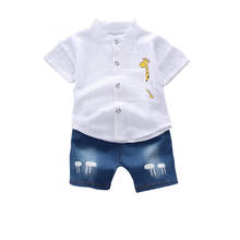 Children Cotton Out Clothes Summer Baby Boy Cartoon Printed T Shirt Denim Shorts 2Pcs/sets Infant Kid Fashion Toddler Tracksuits 2024 - buy cheap