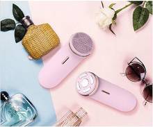 Esponja elétrica multifuncional ems, instrumento de beleza para limpeza facial importado com som de silicone